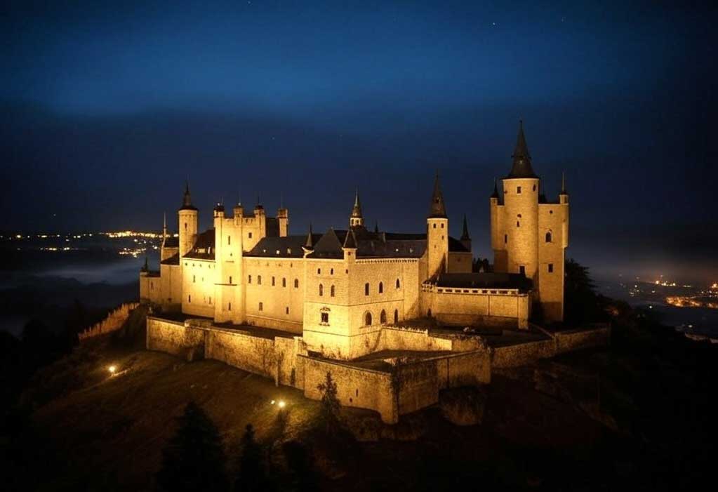 Segovia de noche el alcazar